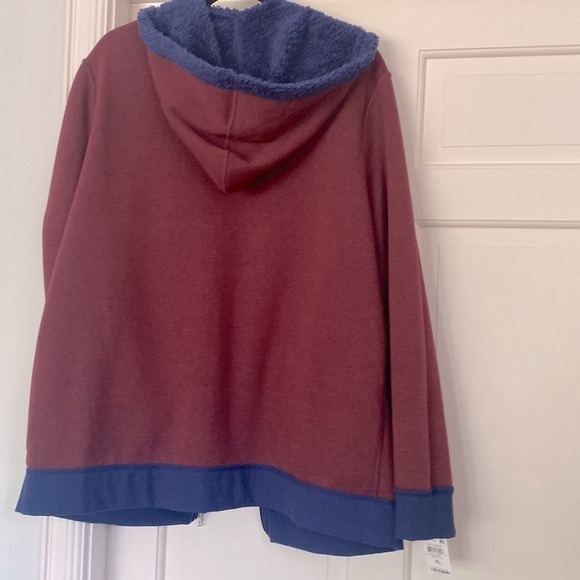 Travelers Fleece + Sweatshirt 2 in 1 Full Zip Up Reversible Indigo Blue & Red - Picture 6 of 8